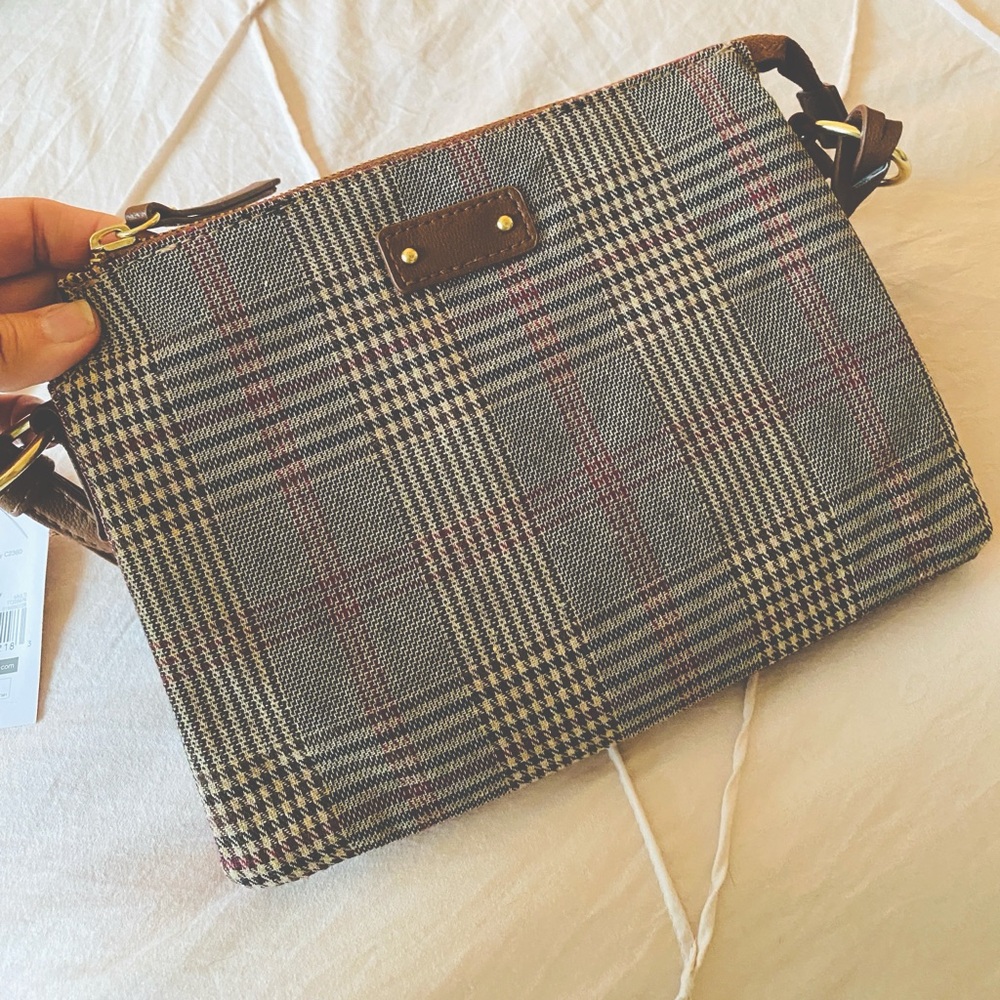 Brown and Red Crossbody Bag
